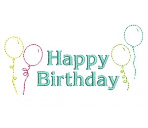 Stickdatei - Happy Birthday Luftballons Doodle